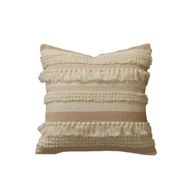 Cushion Cover Textured Stripes & Fringes