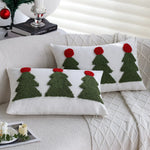 Cushion Cover Tufted Christmas Trees Linen-Look Hidden Zipper