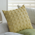 Cushion Cover Tufted & Fringed Cotton Blend Hidden Zipper