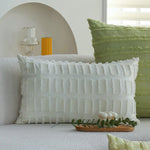 Cushion Cover Tufted & Fringed Cotton Blend Hidden Zipper