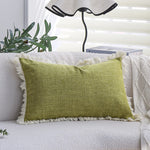 Cushion Cover Tufted & Fringed Cotton Blend Hidden Zipper