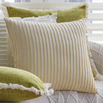 Cushion Cover Tufted & Fringed Cotton Blend Hidden Zipper