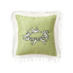 Cushion Cover Velvet Angel Embroidery & Faux Fur Trim