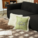Cushion Cover Velvet Cherub Embroidery & Faux Fur Trim