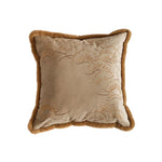 Cushion Cover Velvet Floral Embroidery Faux Fur Trim