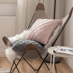 Cushion Cover Velvet-Like Microfiber Quilted Diamond Concealed Zipper