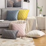Cushion Cover Velvet-Like Microfiber Quilted Diamond Concealed Zipper