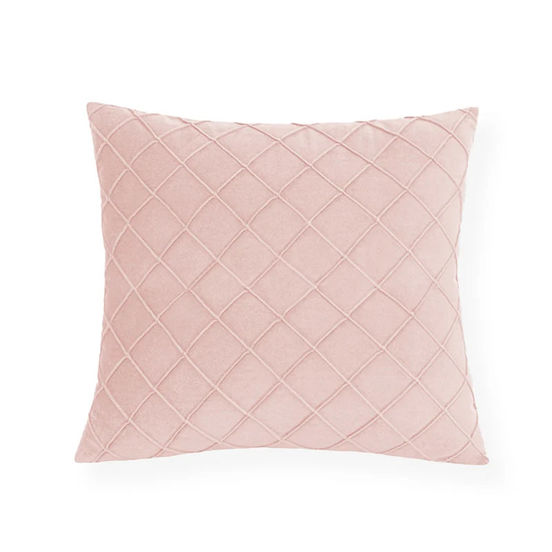 Cushion Cover Velvet-Like Microfiber Quilted Diamond Concealed Zipper