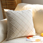 Cushion Cover Velvet-Like Microfiber Quilted Diamond Concealed Zipper