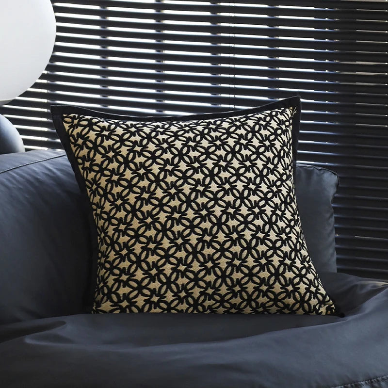 Cushion Cover Velvet Relief Stripes Fringe Tassel Hidden Zipper