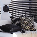 Cushion Cover Velvet Relief Stripes Fringe Tassel Hidden Zipper