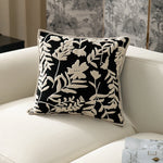 Cushion Cover Velvety Floral Cotton-Linen 18 x 18 In