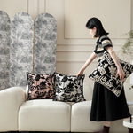Cushion Cover Velvety Floral Cotton-Linen 18 x 18 In
