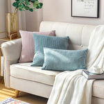 Cushion Cover Velvety Ribbed Cotton Blend Concealed Zipper