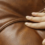 Cushion Cover Waxed Faux Leather Fringed Hidden Zipper
