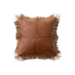 Cushion Cover Waxed Faux Leather Fringed Hidden Zipper