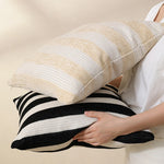 Cushion Cover Woven Cotton Blend Wide Stripe Concealed Zipper