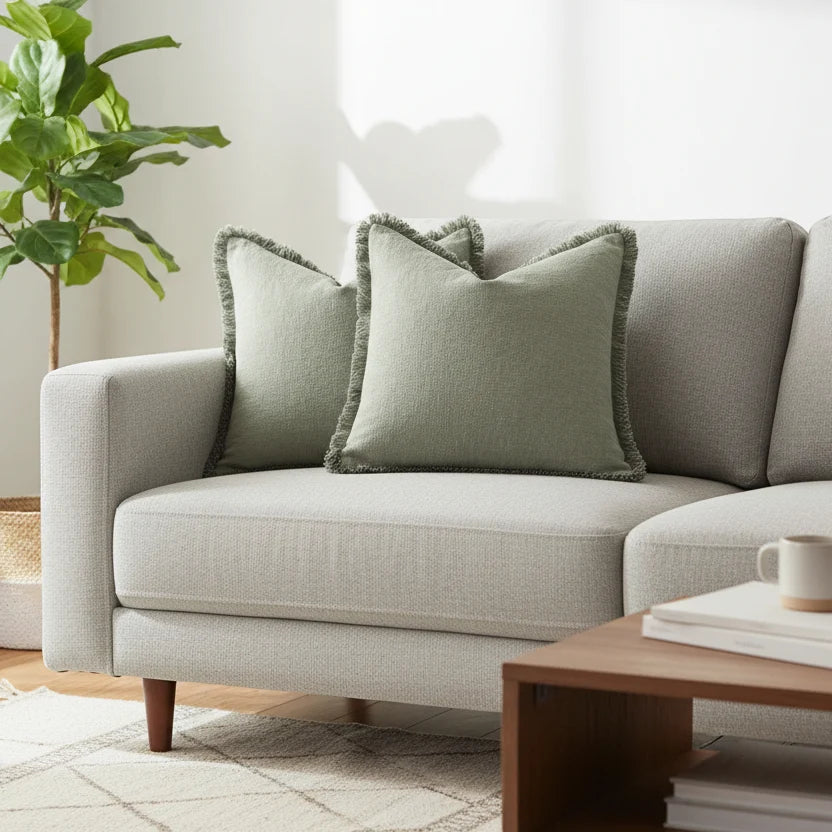 Cushion Covers Cotton-Linen Blend Set of 2 Hidden Zipper