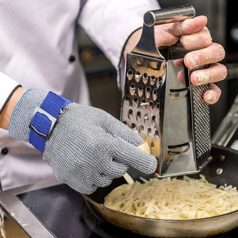 Cut-Resistant Gloves Stainless Steel ANSI A9 Ergonomic Fit