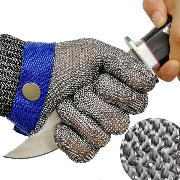 Cut-Resistant Gloves Stainless Steel ANSI A9 Ergonomic Fit