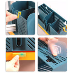 Cutlery Rack Wall-Mounted Divided Slots Drainable No-Drill Mount