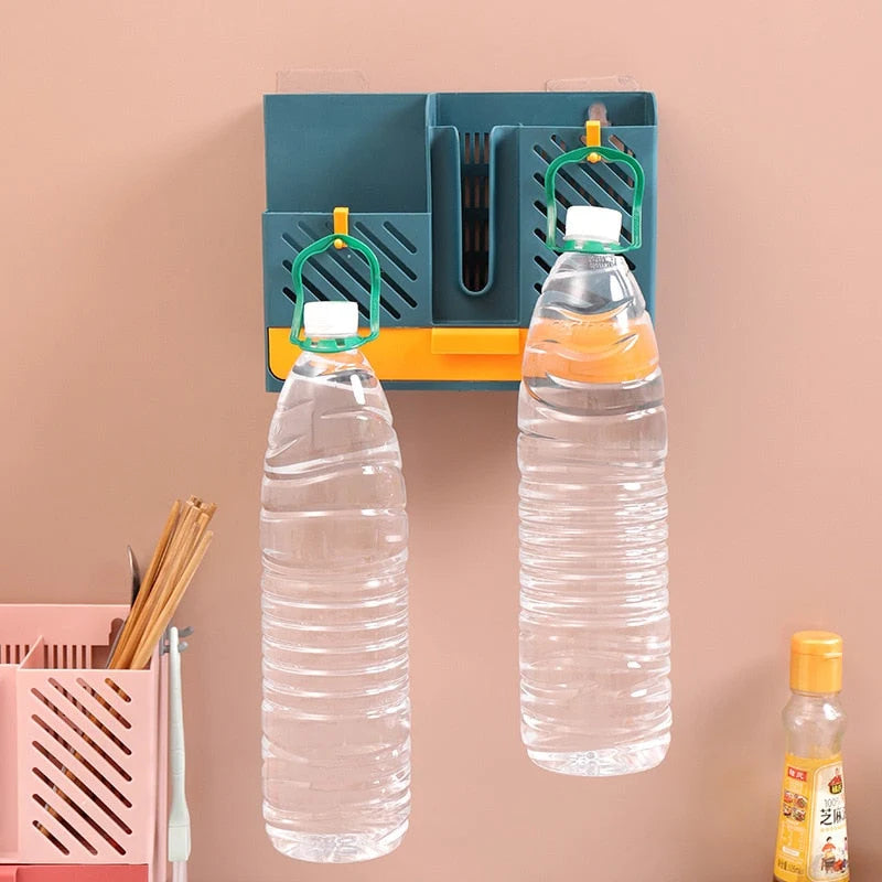 Cutlery Rack Wall-Mounted Divided Slots Drainable No-Drill Mount