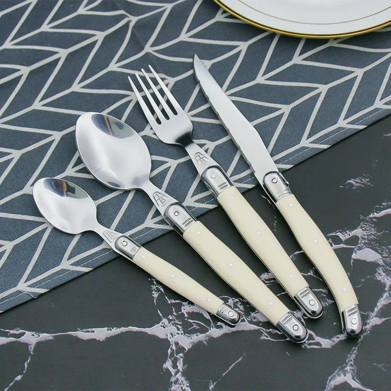 Cutlery Set 24 Piece Stainless Steel Ivory Handles