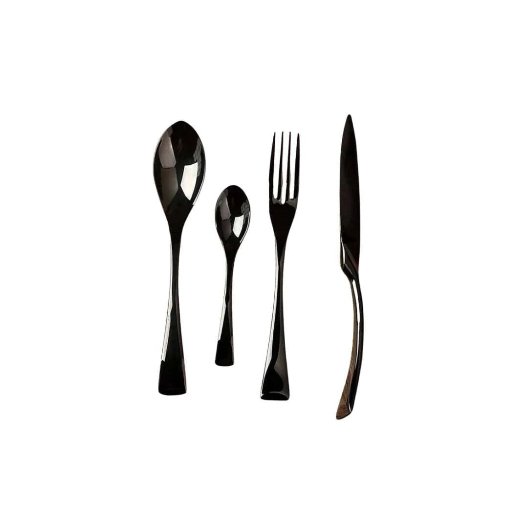 Cutlery Set Matte Black Stainless Steel 24-Piece Rust-Resistant