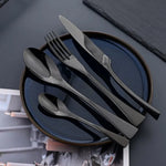 Cutlery Set Matte Black Stainless Steel 24-Piece Rust-Resistant
