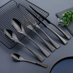 Cutlery Set Matte Black Stainless Steel 24-Piece Rust-Resistant