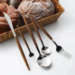 Cutlery Set Stainless Steel Wood Handles 16-Piece Rust-Resistant