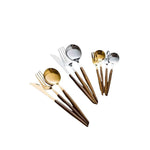 Cutlery Set Stainless Steel Wood Handles 16-Piece Rust-Resistant