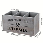 Cutlery Storage Box Wooden Compartment Organizer Space-Saving