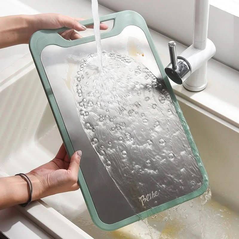 Cutting Board Double-Sided Stainless Steel With Juice Groove & Garlic Grater