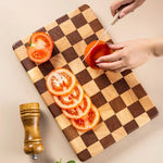 Cutting Board Solid Bamboo Checkered Pattern Prep & Serving