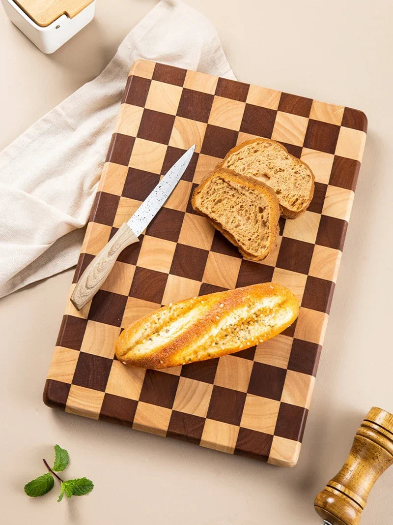 Cutting Board Solid Bamboo Checkered Pattern Prep & Serving
