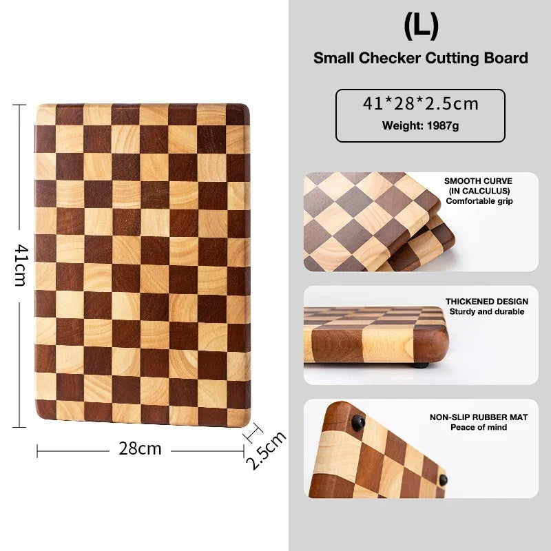 Cutting Board Solid Bamboo Checkered Pattern Prep & Serving