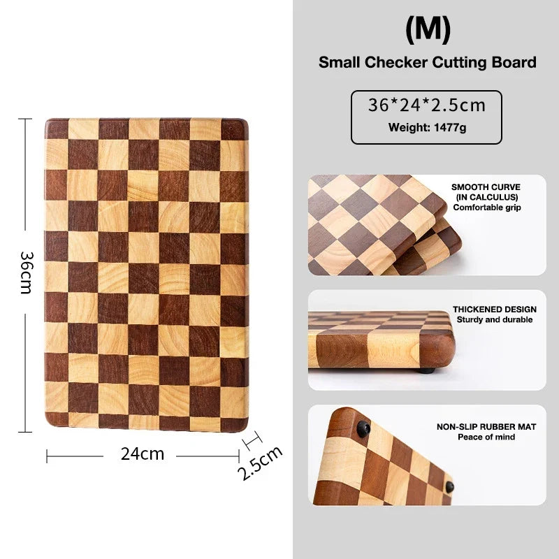 Cutting Board Solid Bamboo Checkered Pattern Prep & Serving