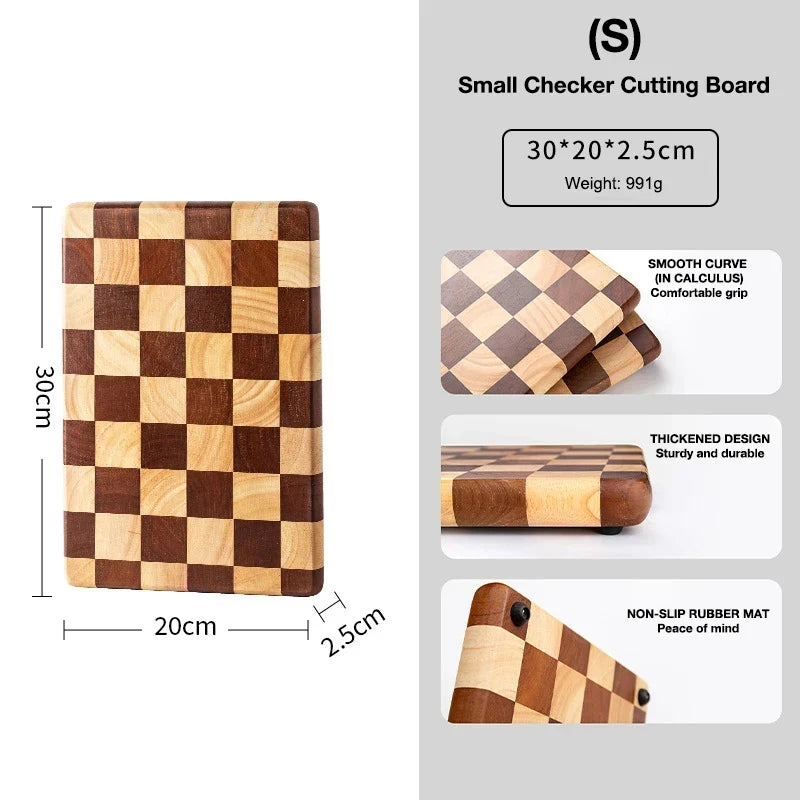 Cutting Board Solid Bamboo Checkered Pattern Prep & Serving