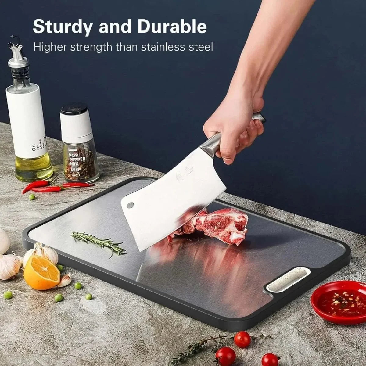 Cutting Board Titanium Double-Sided Non-Slip Base & Juice Groove