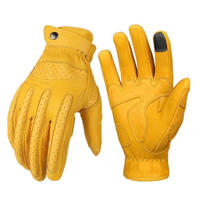 Cycling Gloves Goatskin & Microfiber Shock-Absorbent Touchscreen