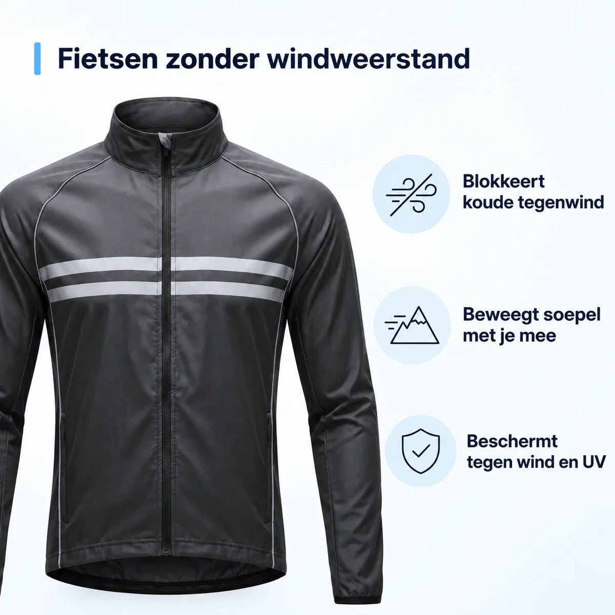 Cycling Jacket Water-Repellent Windproof Breathable With Reflective Stripes