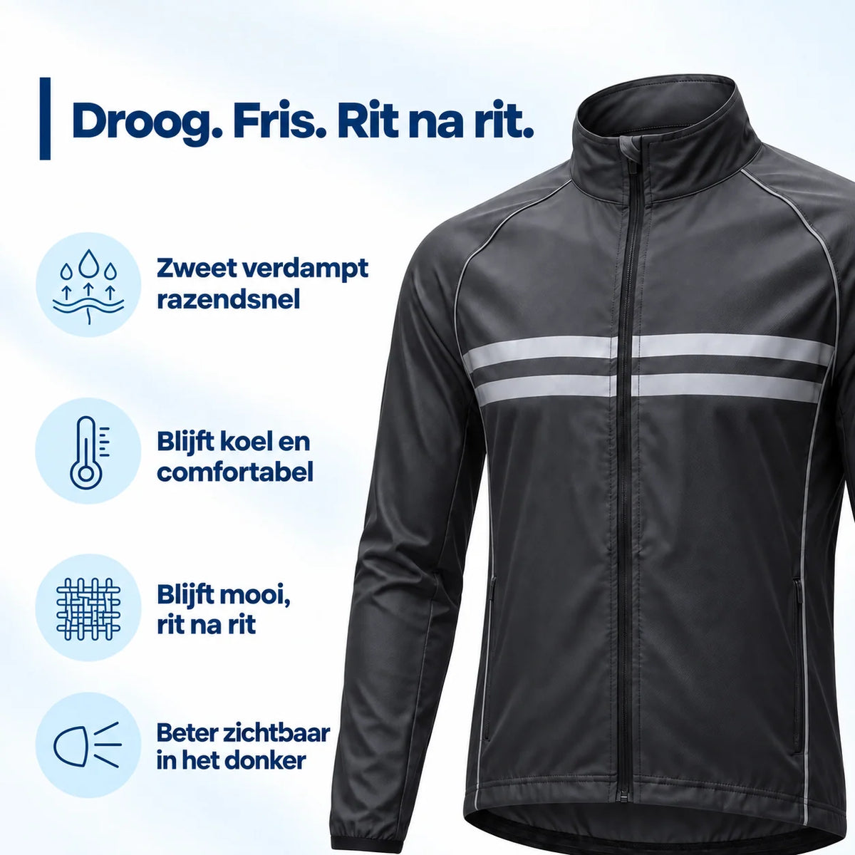 Cycling Jacket Water-Repellent Windproof Breathable With Reflective Stripes