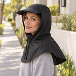Cycling Rain Cape Waterproof Helmet-Compatible Hood Built-In Visor
