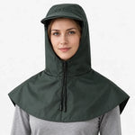 Cycling Rain Cape Waterproof Helmet-Compatible Hood Built-In Visor