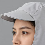 Cycling Rain Cape Waterproof Helmet-Compatible Hood Built-In Visor