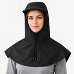 Cycling Rain Cape Waterproof Helmet-Compatible Hood Built-In Visor