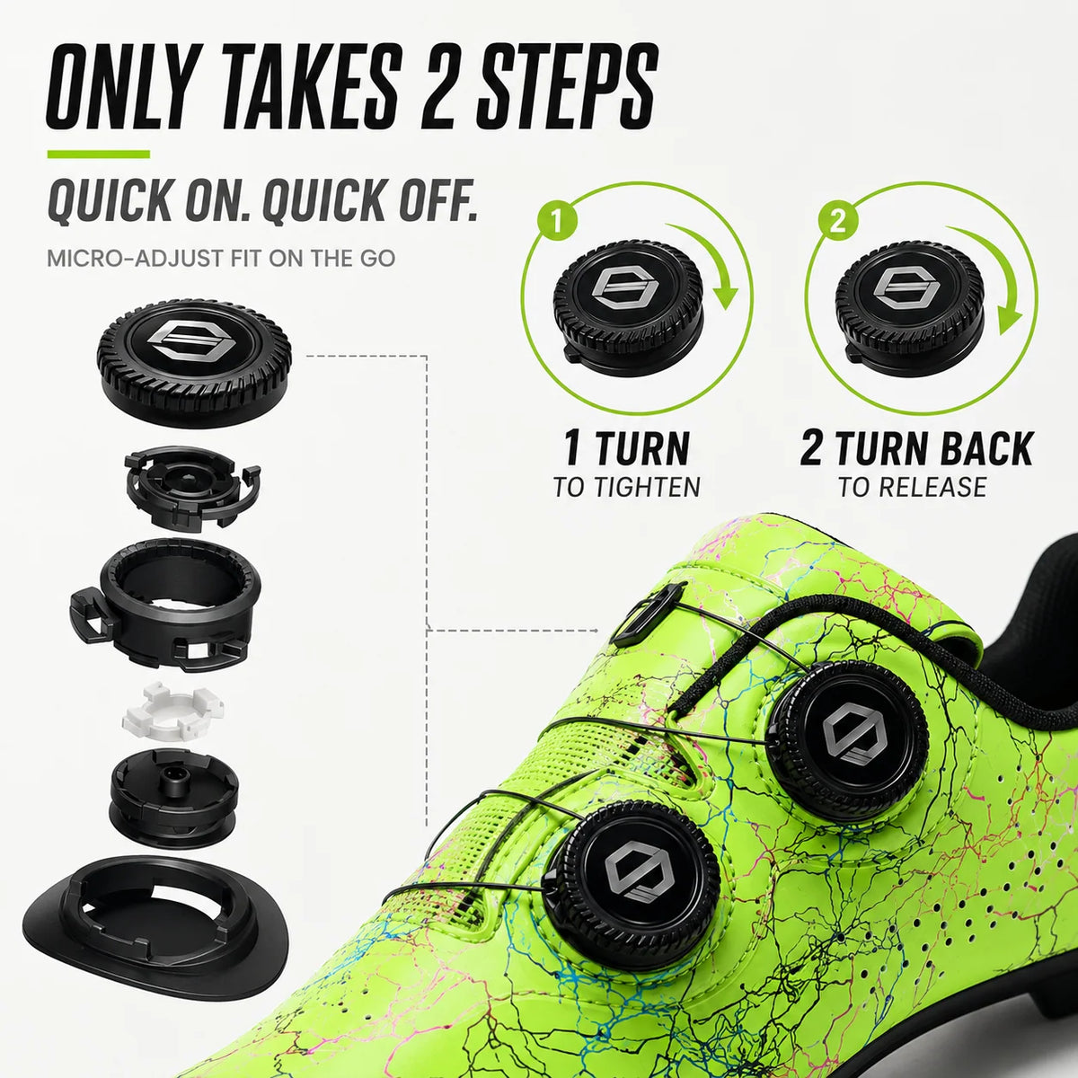 Cycling Shoes SPD-Compatible Dual Dial Closure Rigid Sole