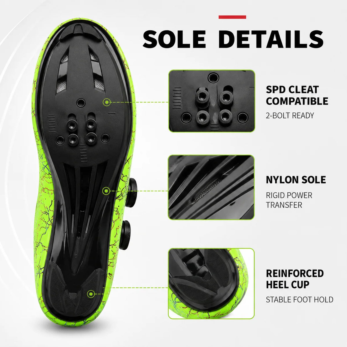 Cycling Shoes SPD-Compatible Dual Dial Closure Rigid Sole