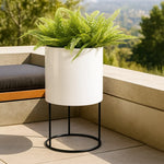 Cylinder Planter Stainless Steel Raised Stand Waterproof Lining